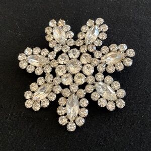 B. David Large Clear Rhinestone Flower Brooch
